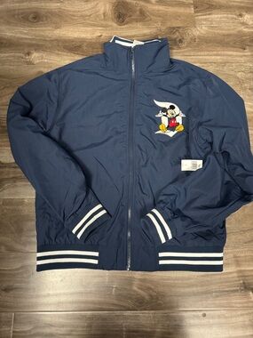 Navy Mickey Mouse Zip-Front Bomber Jacket